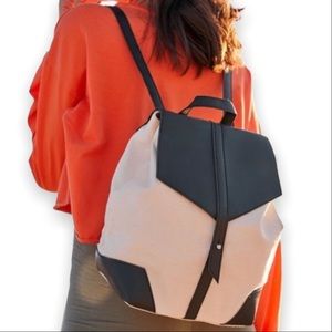 DEUX LUX Canvas Vegan Leather Demi Backpack Black Cream Like New